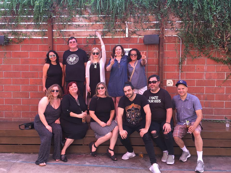 All of the LAist content staffers gather at Kickstarter wrap party at Everson Royce Bar - the very same bar where they painted the mural outside! This wrap party was a reward level in the Kickstarter as well, where donors could meet and mingle with LAist writers and staffers. Photo courtesy of KPCC.