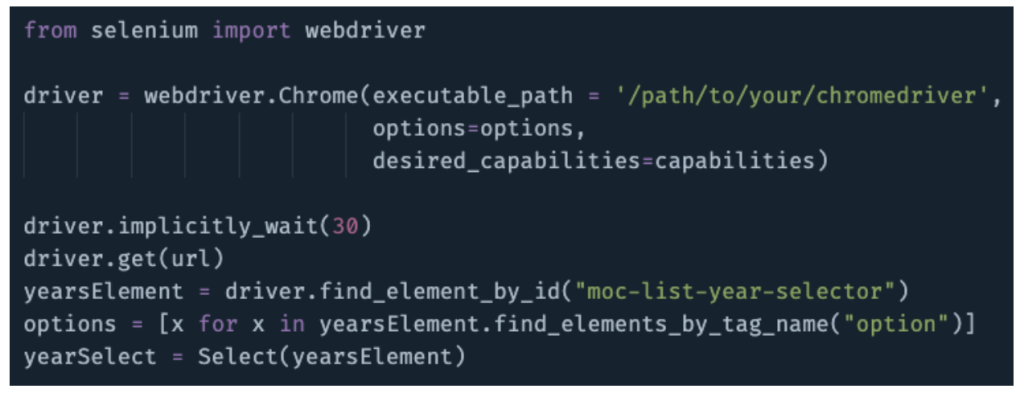 Selenium Python code example from National Environmental Scorecard