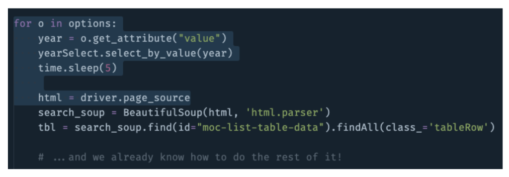 Selenium Python code example from National Environmental Scorecard